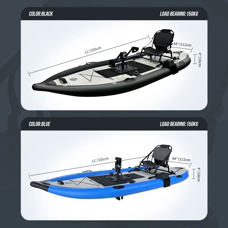 Bote Inflable con Pedales, Kayak de Pesca de PVC con Sistema Drop Stitch para 1 Persona, 335*112*10 cm, Kayak Rojo con Pedales para Adultos