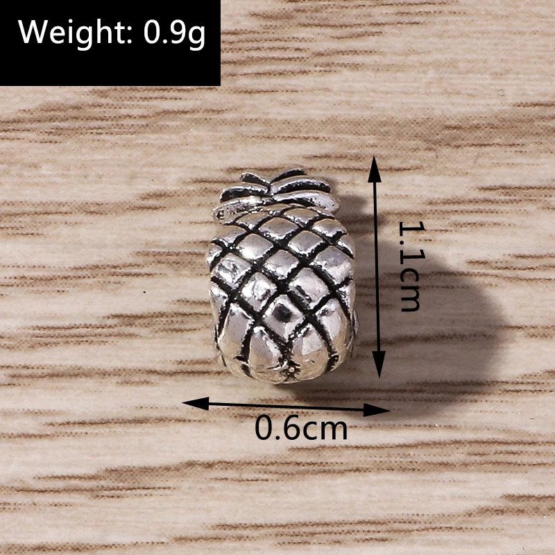 Tusember 30 Stück 6*11mm Legierungs-Ananas-Abstandsperlen für DIY Sterling Armband, handgefertigte Schmuckherstellung, Zubehör – Detail 1