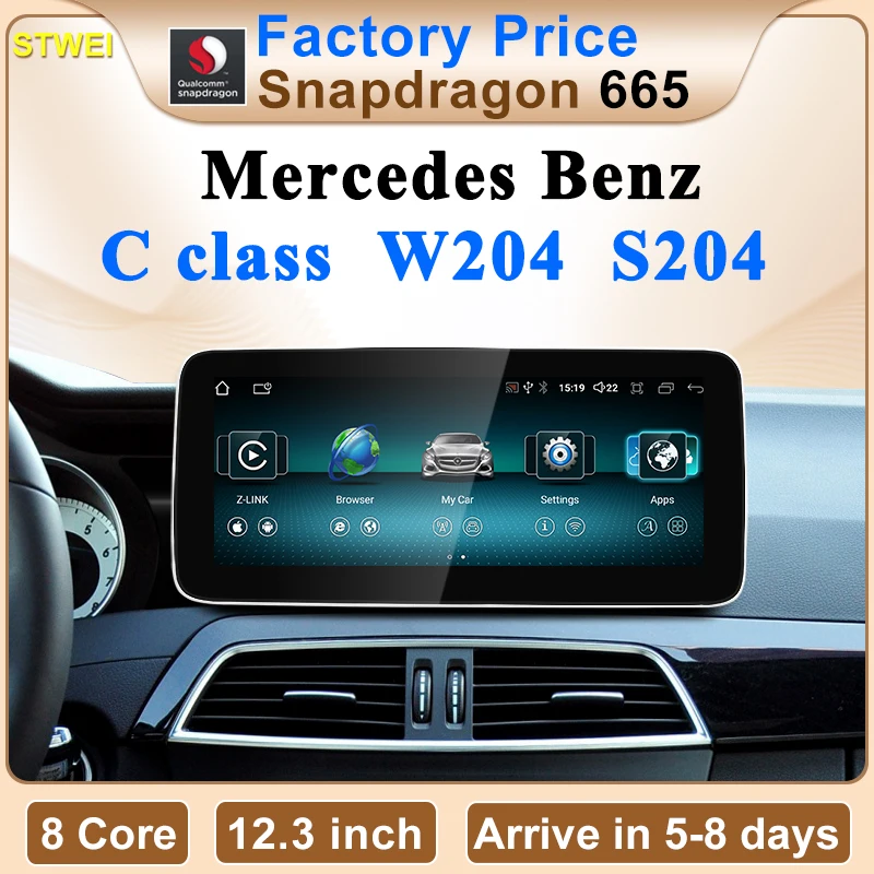 Factory Price 8Core Car Radio Stereo Multimedia Player For Mercedes Benz C Class 11-15 W204 S204 Intelligent Vehicle System