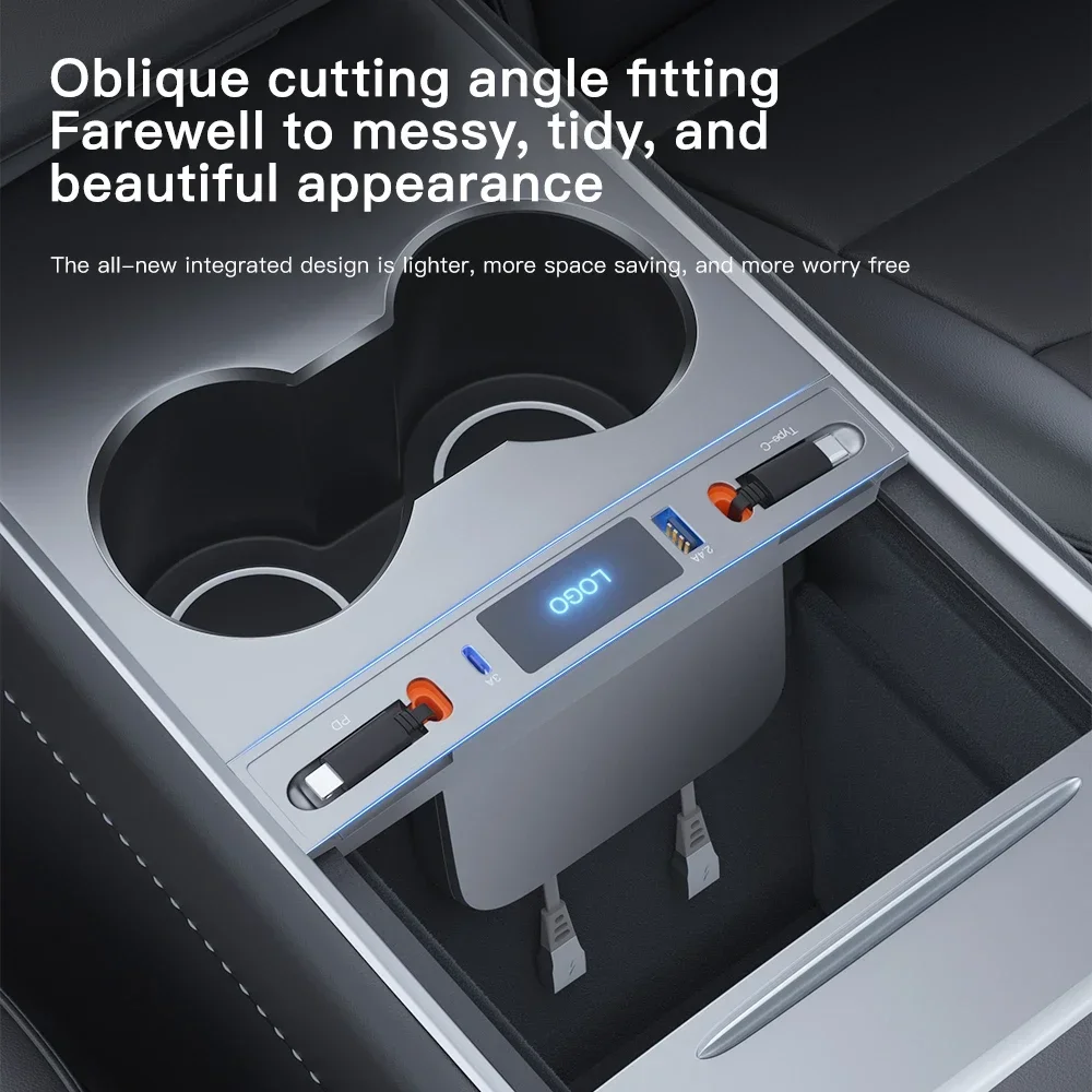 VASTZ USB شاحن شحن سريع قابل للسحب لطراز تسلا 3 Y شاحن سريع تحويلة محور ملحقات محطة الإرساء الذكية #5