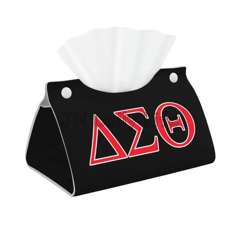 Delta Sigma Theta Sorority Facial Tissue Box Cover Rectangular PU Leather Facial Tissue Box Cover for Car Home Office