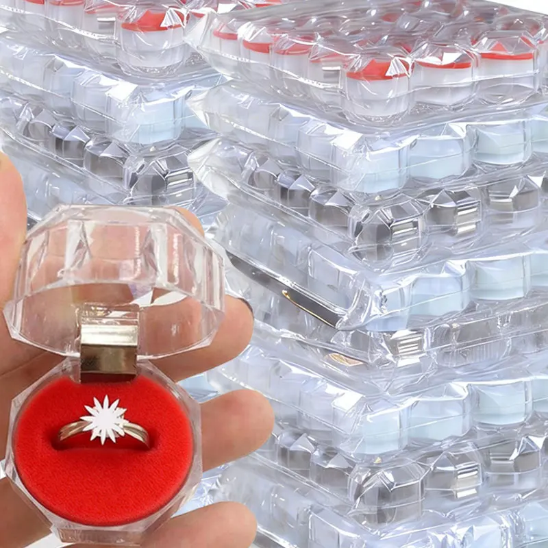 

Fashion Crystal Transparent Rings Earrings Display Boxes Wedding Ring Box Jewelry Boxes and Packaging Jewelry Organizer Gift Box