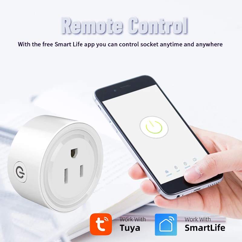 CORUI Tuya WiFi Smart Plug 10A US Socket Plug Adapter Smart Life App Remote Control Works With Alexa Google Home Assistant