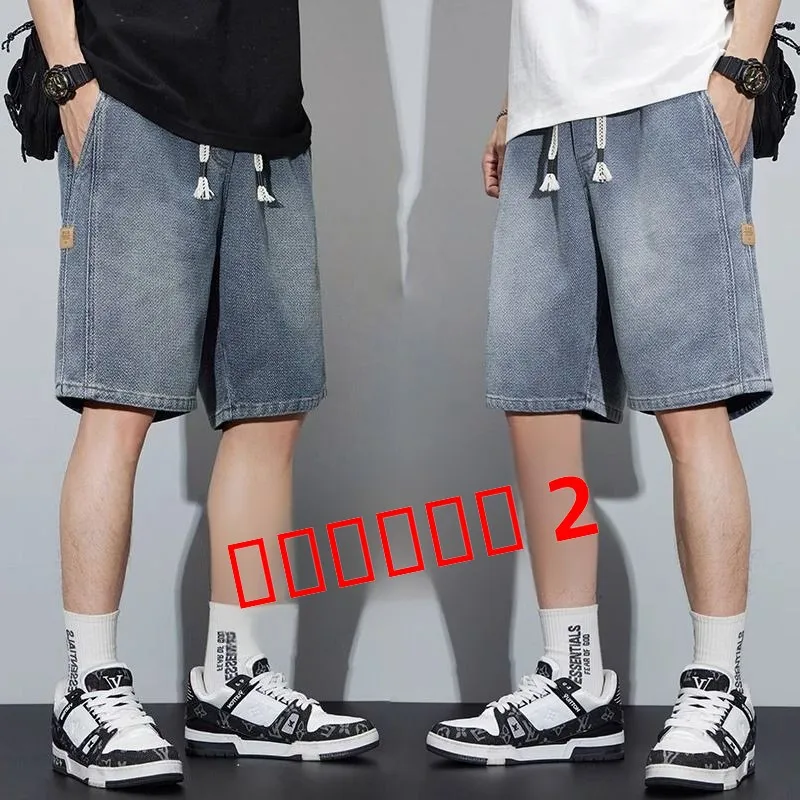 

Summer Thin Denim ort Pants Men's Casual Loose Straight Leg Five-Quarter Length Mid-Rise Youthful Energy Daily Wear