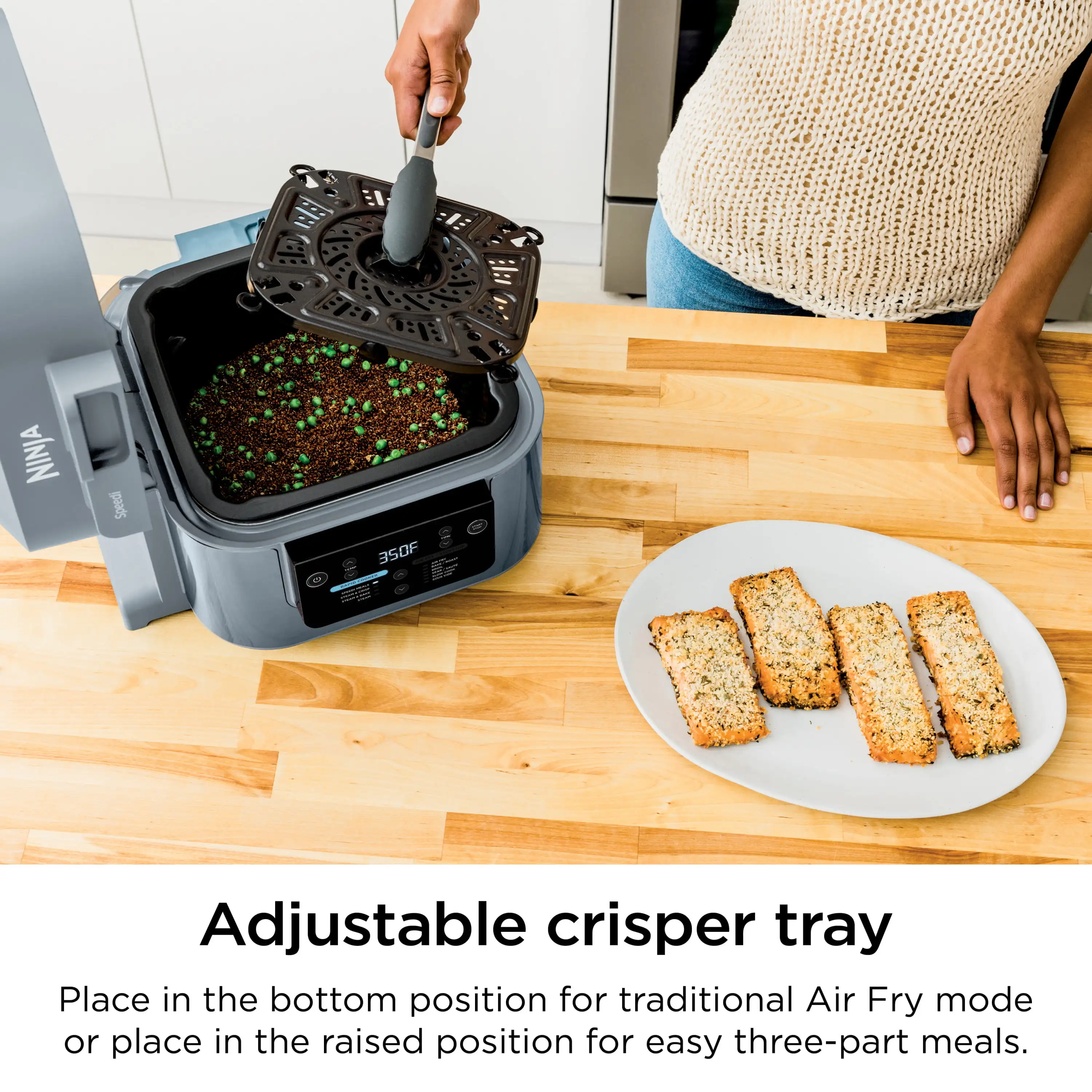 Rapid Cooker & Air Fryer, SF300, 6-Qt. Capacity, 10-in-1 Functionality, Meal Maker, Sea Salt Gray.USA.NEW