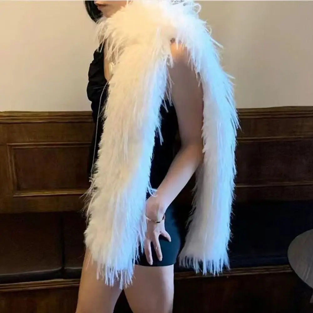 180cm Long Strip Scarf Thick Fluffy Party Y2K Girl Scarf Imitation Rabbit Fur for Warm Ladies Tassels Scarves Outdoor