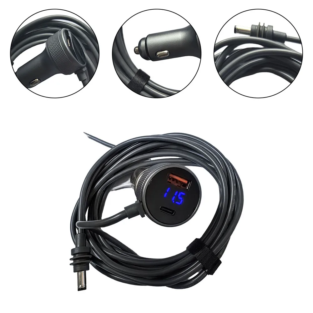 300cm For Starlink For Mini Dual USB Car Charger 12V-24V With DC Cable Voltmeter Car Mounted Inflation Pump Power Cable