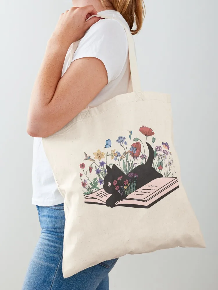 

Cat and books Tote Bag Shopping bags shopping bags foldable canvas tote Gift bags