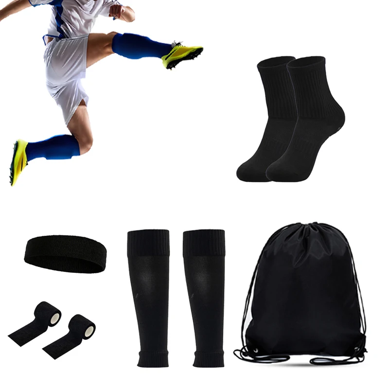 

5PCS Set Breathable Soccer Sporty SocksNon Slip Soccer Socks Leg Cover Hair Band Storage Bag BandagesSoccer Sporty Socks