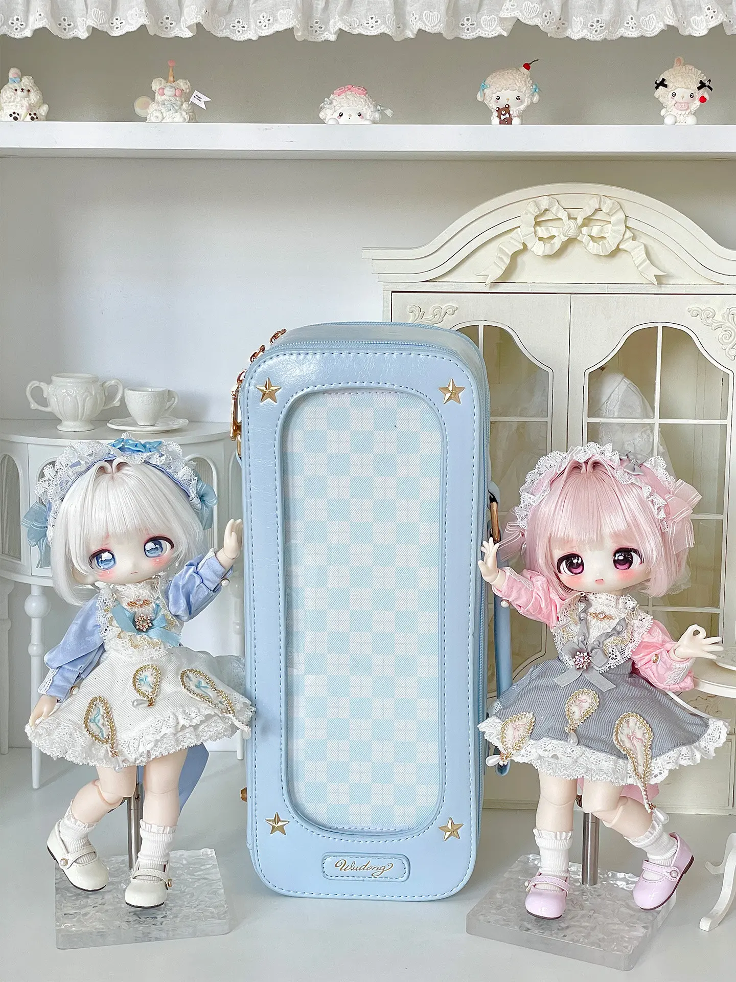 Clear BJD Doll Display Bag, 1/6 Scale Doll Carrying Case, Transparent Crossbody Ita Bag Storage