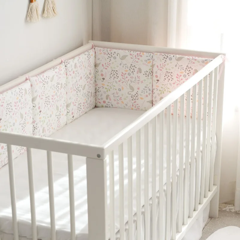 Machine Washable Baby Crib Bumper Newborn Bedding Set Cotton Pink Swan 30x30x6cm