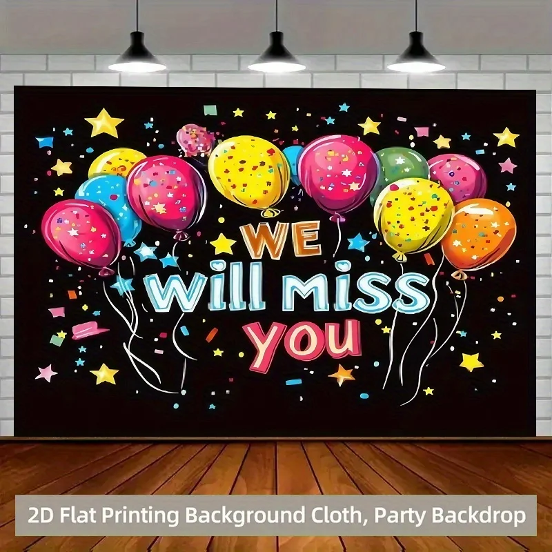 We Will Miss You Tapestry, Colorful Balloons & Confetti Wall Hanging, Farewell Party Decor for Office School Dorm Background