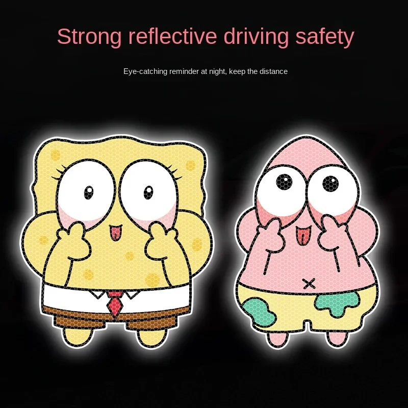 SpongeBob SquarePants Patrick Star Reflective Car Stickers Quirky Electric Car Motorcycle Body Decoration Stickers Car Stickers