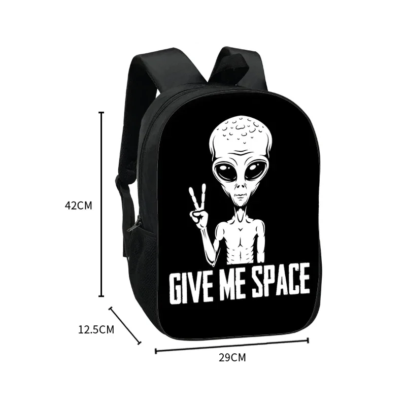 Alien L Want To Believe Print Backpack Women Men Shoulder Bags for Travel Ufo Children School Bags Student Daypack Kids Book Bag