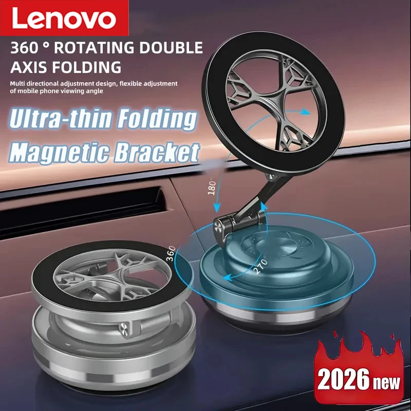 

Lenovo 360 ° Вращающийся магнитный держатель для телефона с сильным креплением на приборную панель или воздуховод, универсальный для iPhone 16, 15, 14, 13, Samsung