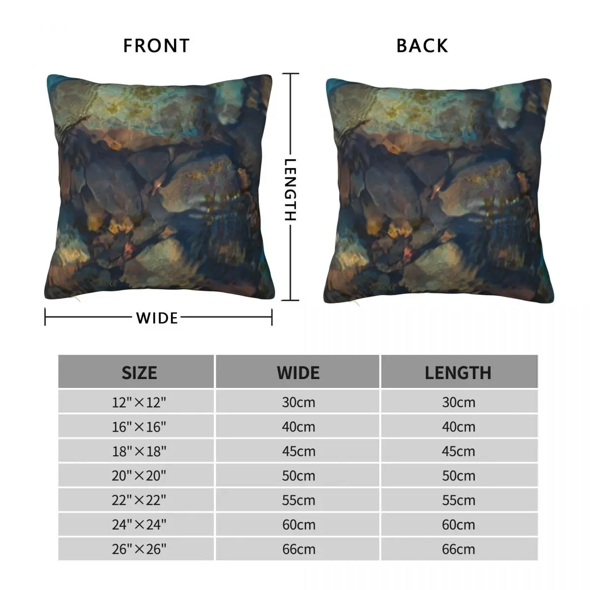 Clam Water Stream Rocks Square Pillowcase Polyester Linen Velvet Pattern Zip Decorative Home Cushion Cover 18