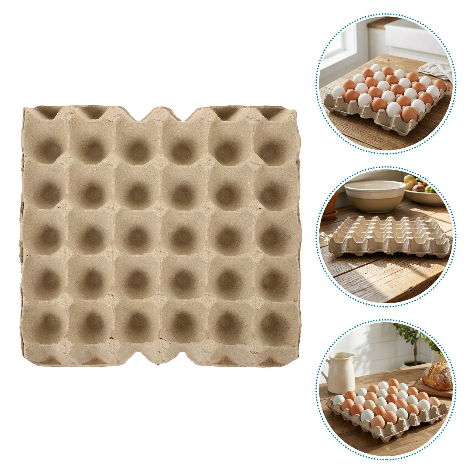 12pcs Pulp Egg Cartons Empty Molded Paper Pulp Egg Carton Flat Reusable Storage Container Tray Holds 30 for Kitchen Chicken Farm