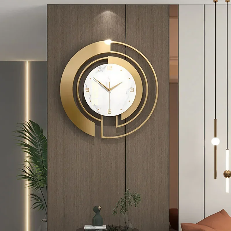 

Round Quiet Luxury Wall Clock Mechanism Industrial Gold Big Nordic Wall Clock Bedroom Modern Relojes Murale Watch Wall Digital