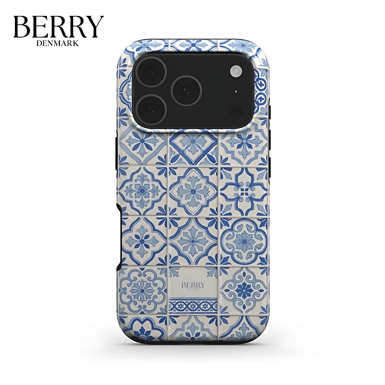 Blue Portuguese Tile BERRY Phone Case for Samsung Galaxy S20 S23 S24 S25 S26 FE Plus Ultra Edge 4G 5G Double-layer Back Cover
