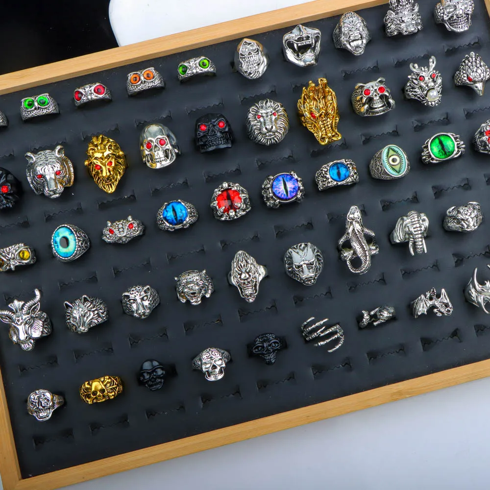 10/20/30/50 unids/lote moda clásica Retro estilo Punk Animal búho calavera anillos para hombres mujeres Hop Hip joyería accesorios regalos de fiesta