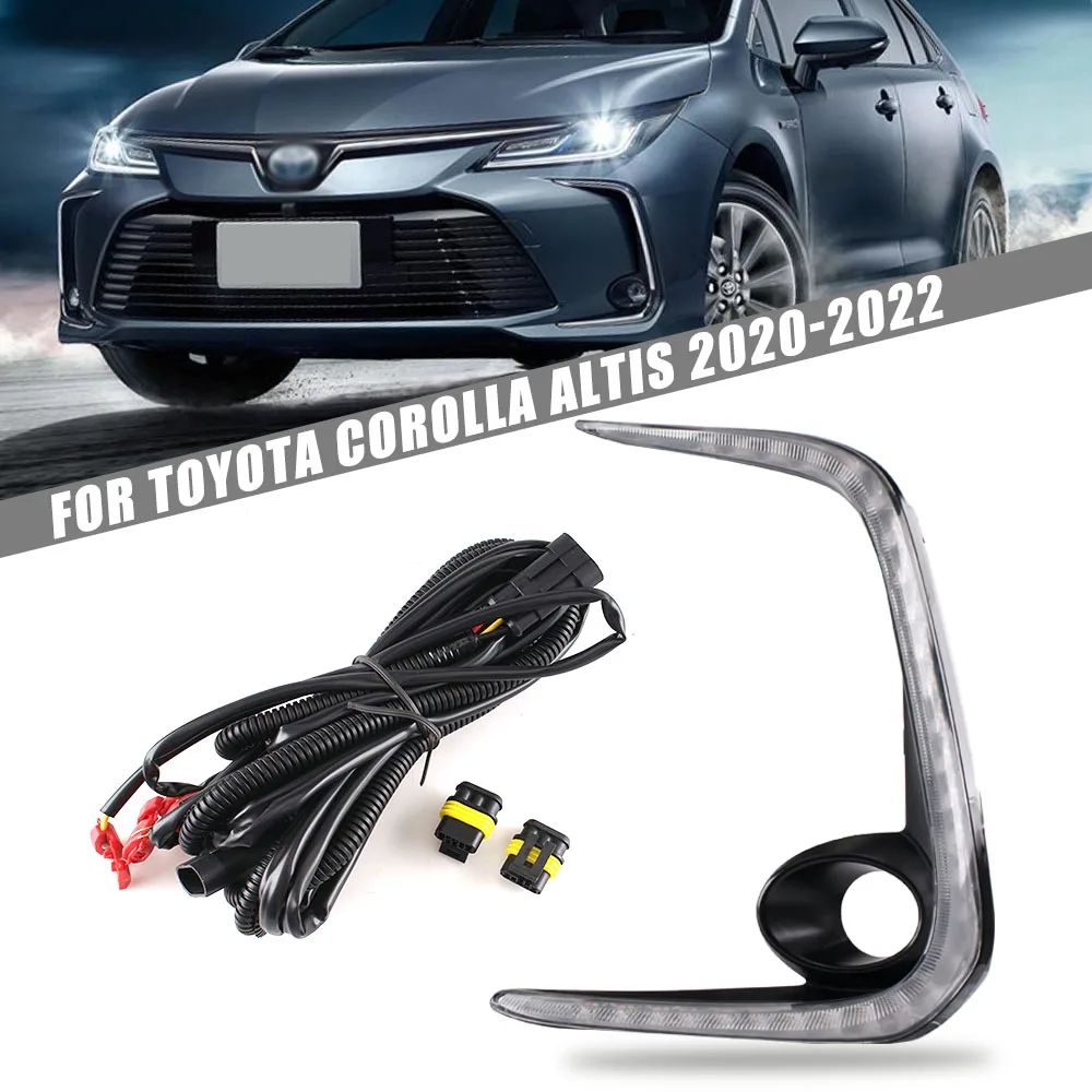 LED DRL Day Light FOR Toyota Corolla Altis 2020 2021 2022 Daytime Running Light Fog Lamp Bezel Dynamic Sequential Turn Signal