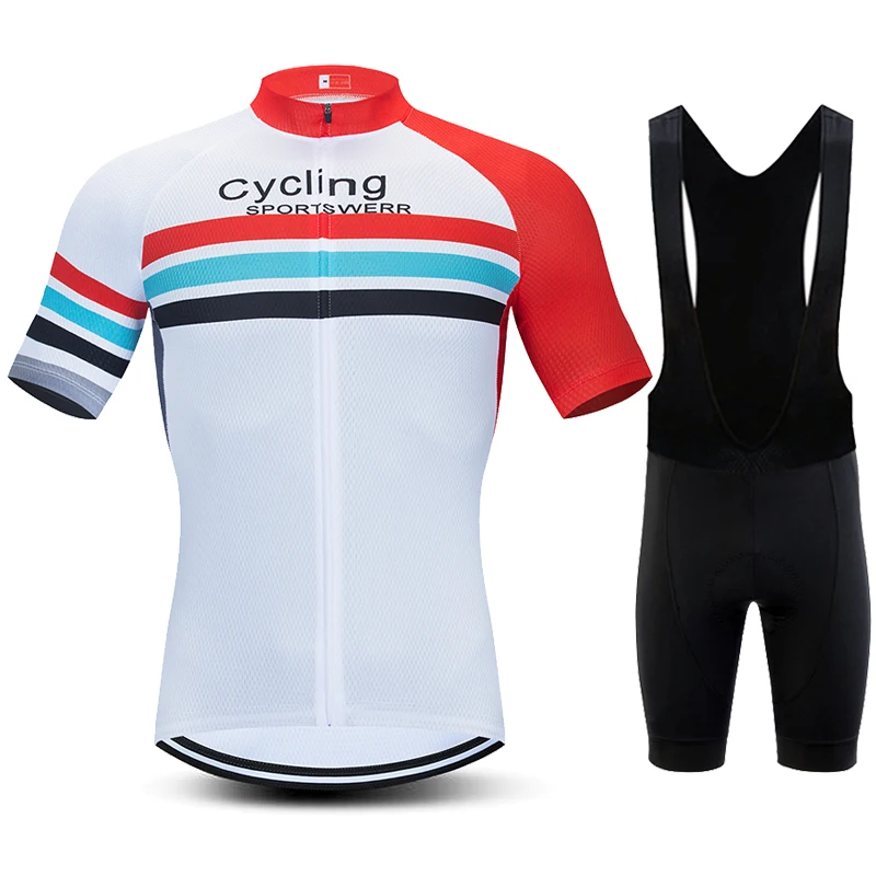 Short sleeve Cycling Clothing, Breathable summer jersey, White and red sportswear