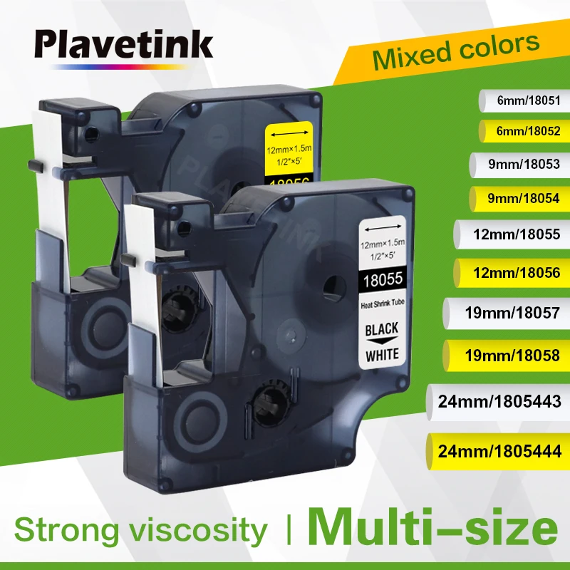 

Plavetink 18055 18053 Heat Shrink Tube Label Tape 18056 Compatible for DYMO Rhino Label Maker 5200 6000 4200 6500 18051 18054