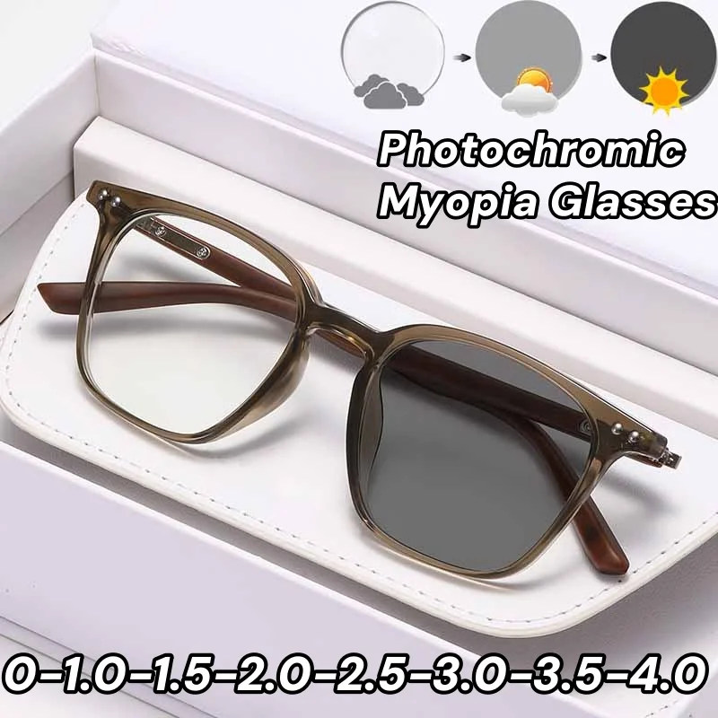 

Women Oversizes Frame Photochromic Myopia Glasses New Fashion Ladies Near Sight Eyeglasses Finished Sunglasses Diopter 0 To -4.0