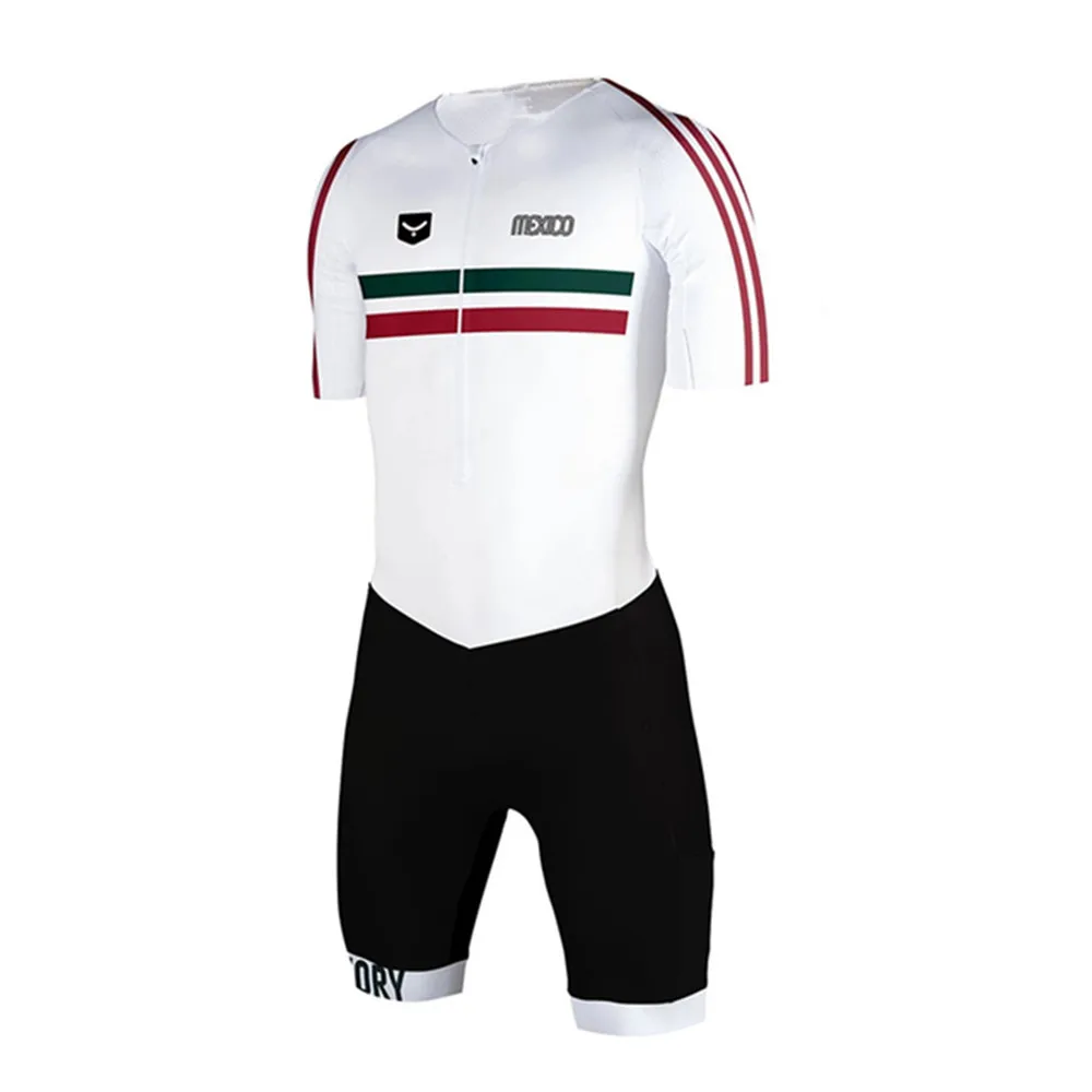 

MEXICO Pro Team TAYMORY Summer Men's Triathlon Race Suit Short Sleeve Skinsuit Bicycle Road Bike Clothing Maillot Ciclismo Sets