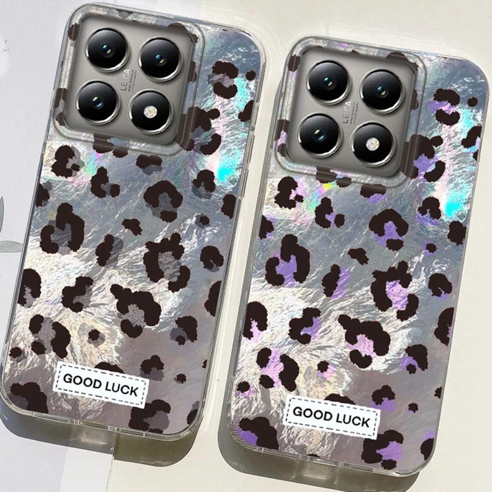 

Fashion Couple Leopard Print Glacier Texture Flash Girls Women Phone Case For Xiaomi 14T 13T Pro 11 Lite 5G NE Funda Cover Coque