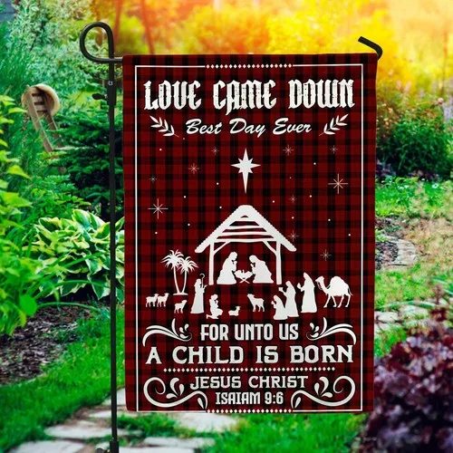 Christian Christmas Nativity Scene Birth Of Jesus Christ Love Came Graden Flag UUI GGX