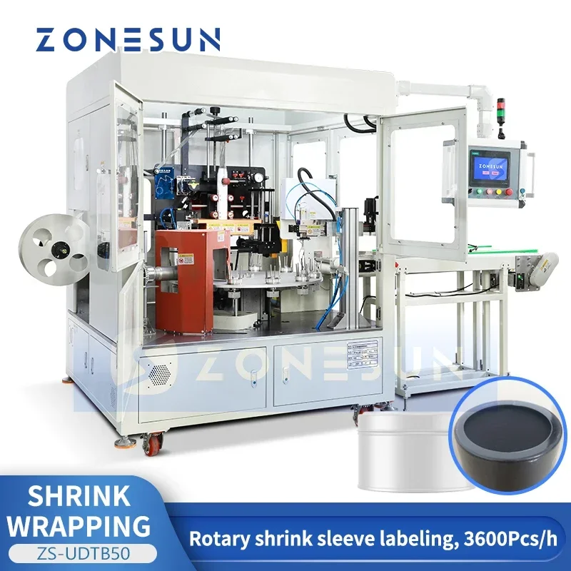 ZONESUN ZS-UDTB50 آلة وضع العلامات على الأكمام الدوارة المتقلصة أداة توزيع أوتوماتيكية لتغليف الزجاجات