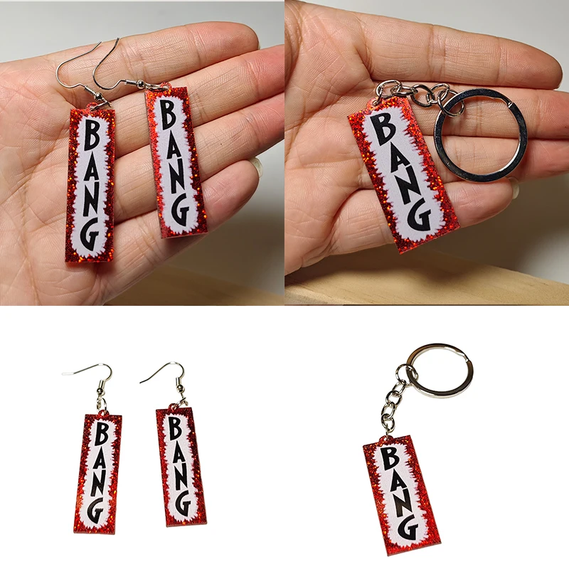 

New Concert Accessories Cowboy BANG Earrings Keychains Cowboy Performance Acrylic Earrings Decorative Gifts