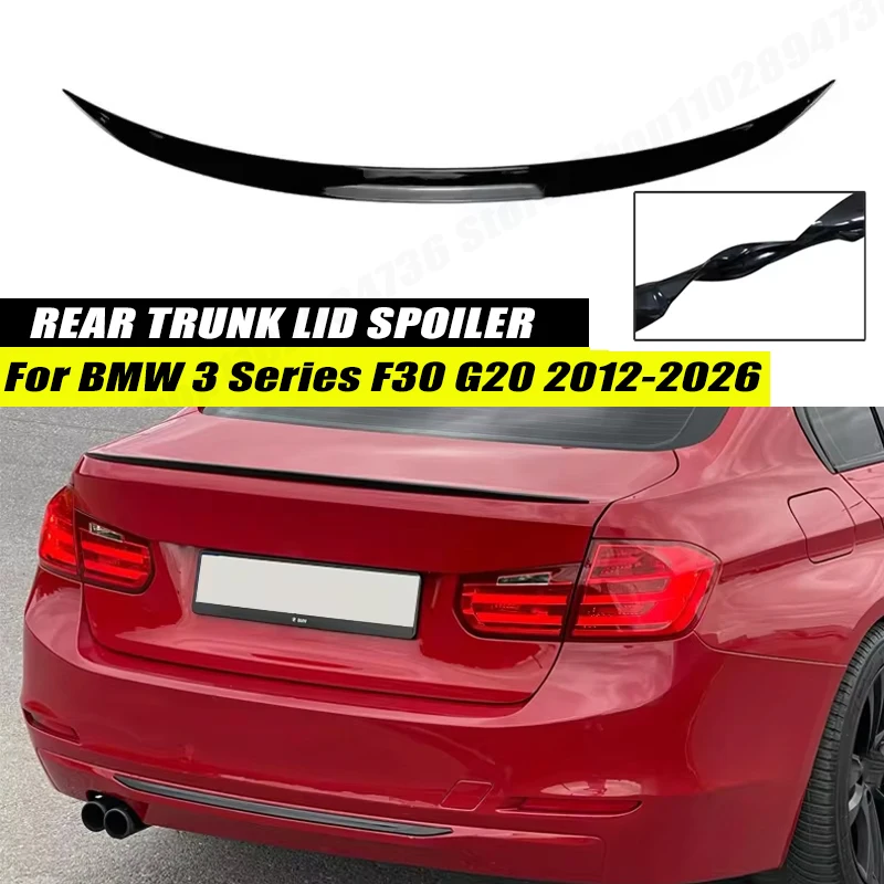 120CM Gloss Black Soft Rubber Rear Trunk Spoiler Lip Splitter 5D Carbon Look Car Accessories For BMW 3 Series F30 G20 2012-2026