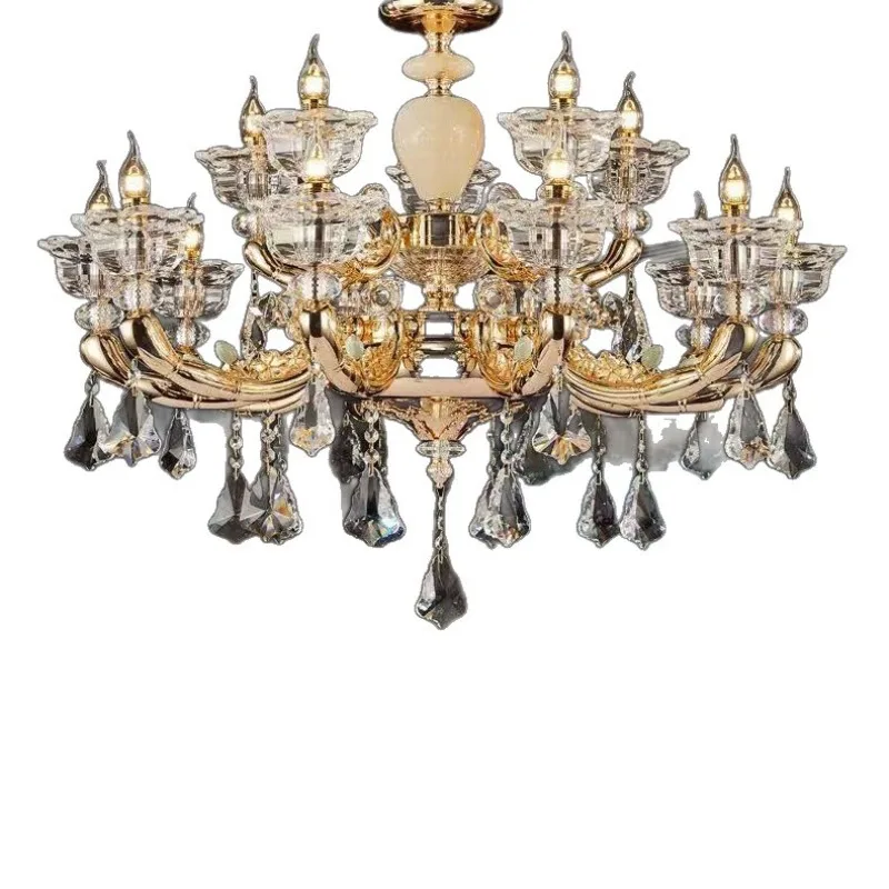 All copper chandelier Chinese style villa duplex building hollow chandelier