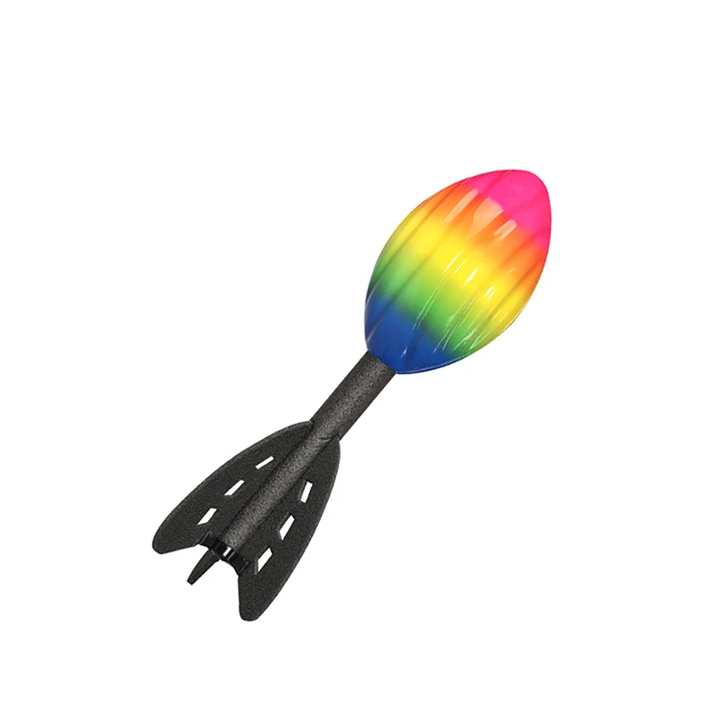 【F】29cm Rainbow Foam Spiral Rocket Football Hand Throwing Toy Outdoor Long Distance Darts Toy Integrative Fun Throwing Game