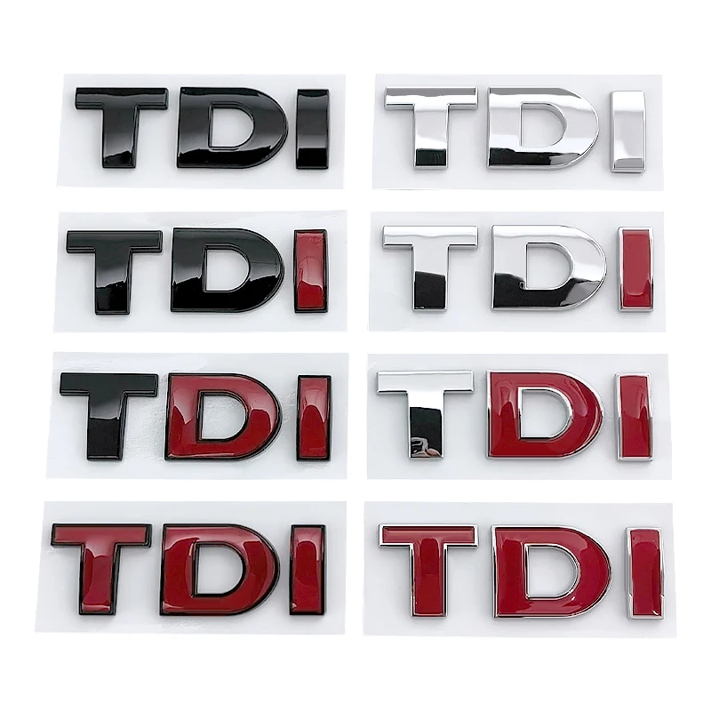 3D ABS Black Red Logo TDI Emblem Letters Decal Car Rear Trunk Badge TDI Sticker for VW Accessories