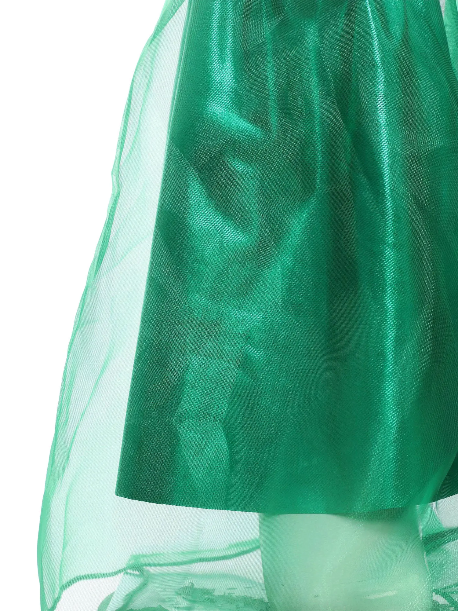 Kids Girls Halloween Mermaid Princess Sea Queen Cosplay Costume Shiny Fish Scales Print Ruffle Mesh Flared Pants for Theme Party - view 5