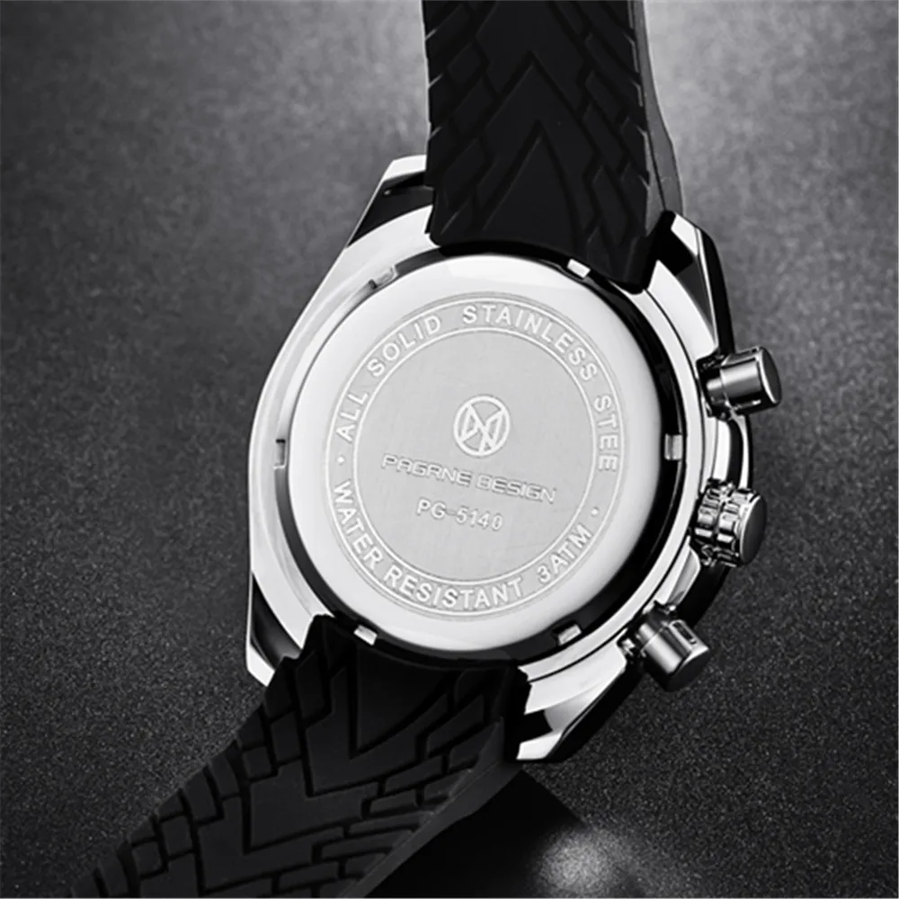 PAGRNE DESIGN Sports Men Quartz Watch 45mm Brand Waterproof Alloy Automatic Timekeeping Fashion Simple Wrist Clock Reloj Hombre