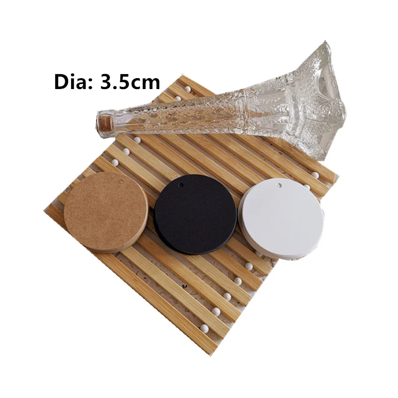 100 sztuk papier typu Kraft Tag okrągłe papierowe prezent Vintage Tag 3.5cm szycia DIY zapasy rzemieślnicze etykietka do odzieży wesele etykieta karty