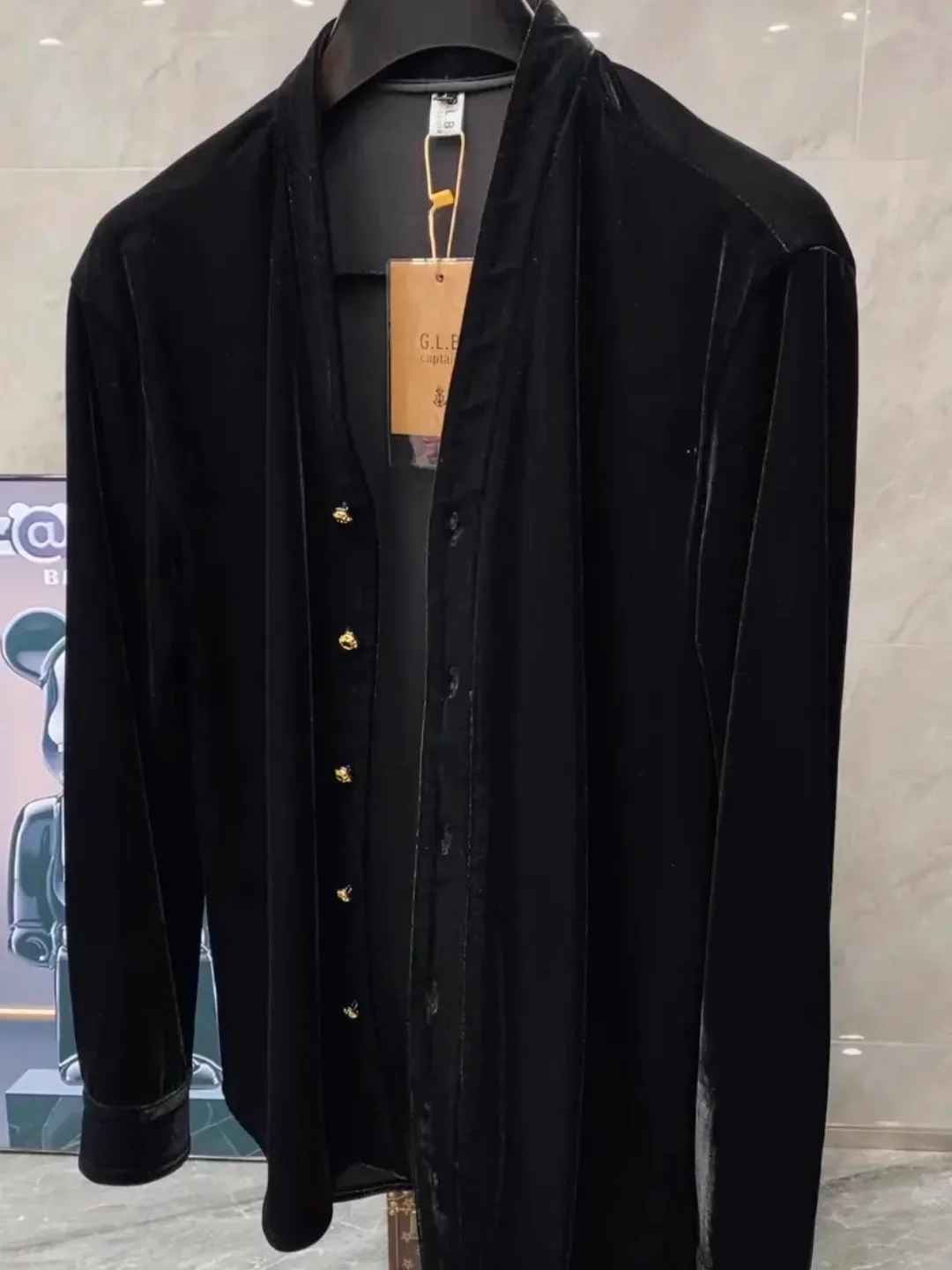 

Fall Men's Velvet Fashionable Business Open Cardigan Sleeveless Outerwear High Quality Versatile Casual Long Sleeve Shirt
