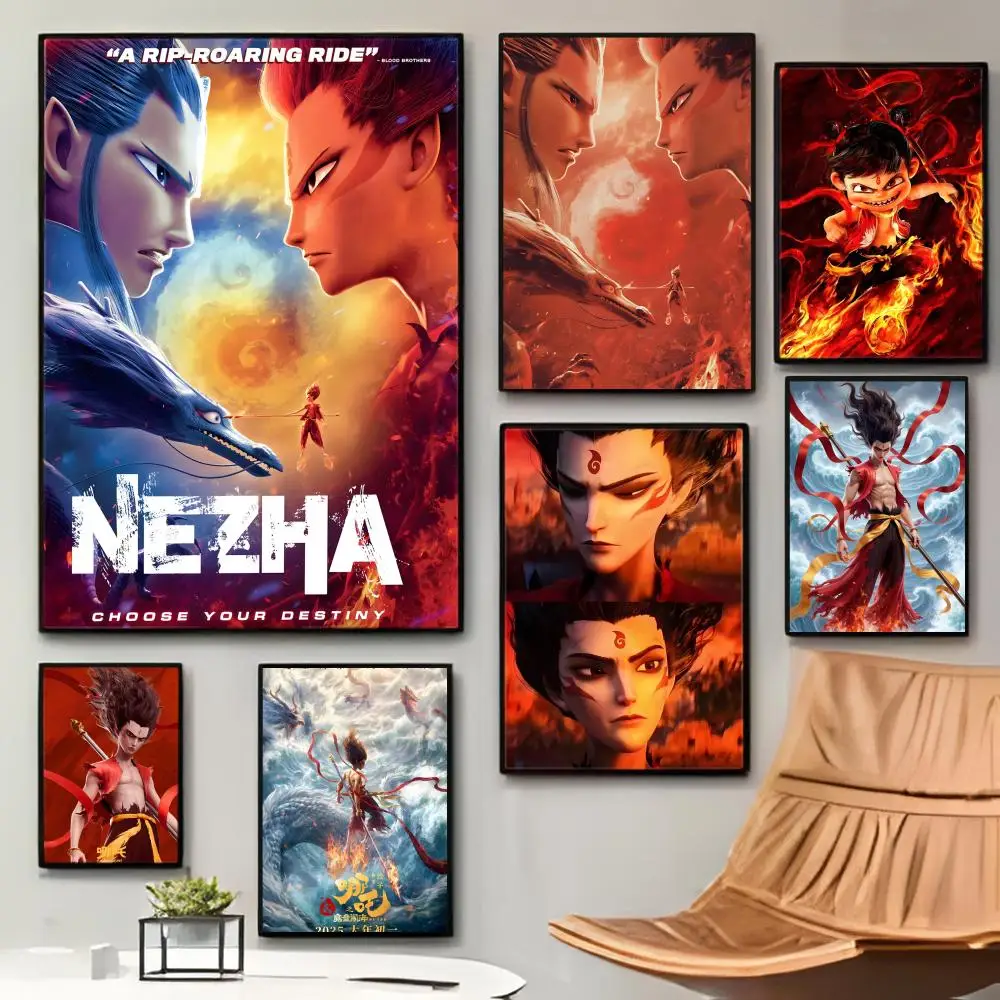 Ne Zha Chinese Myths Poster Sticky Waterproof Coffee House Bar Room Wall Decor Gift