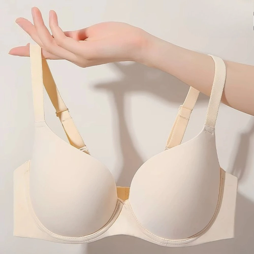 Glossy Traceless Bra Thin Version Push Up Underwire Anti-sagging Lift Minimalist Fashion Women's Underwear
