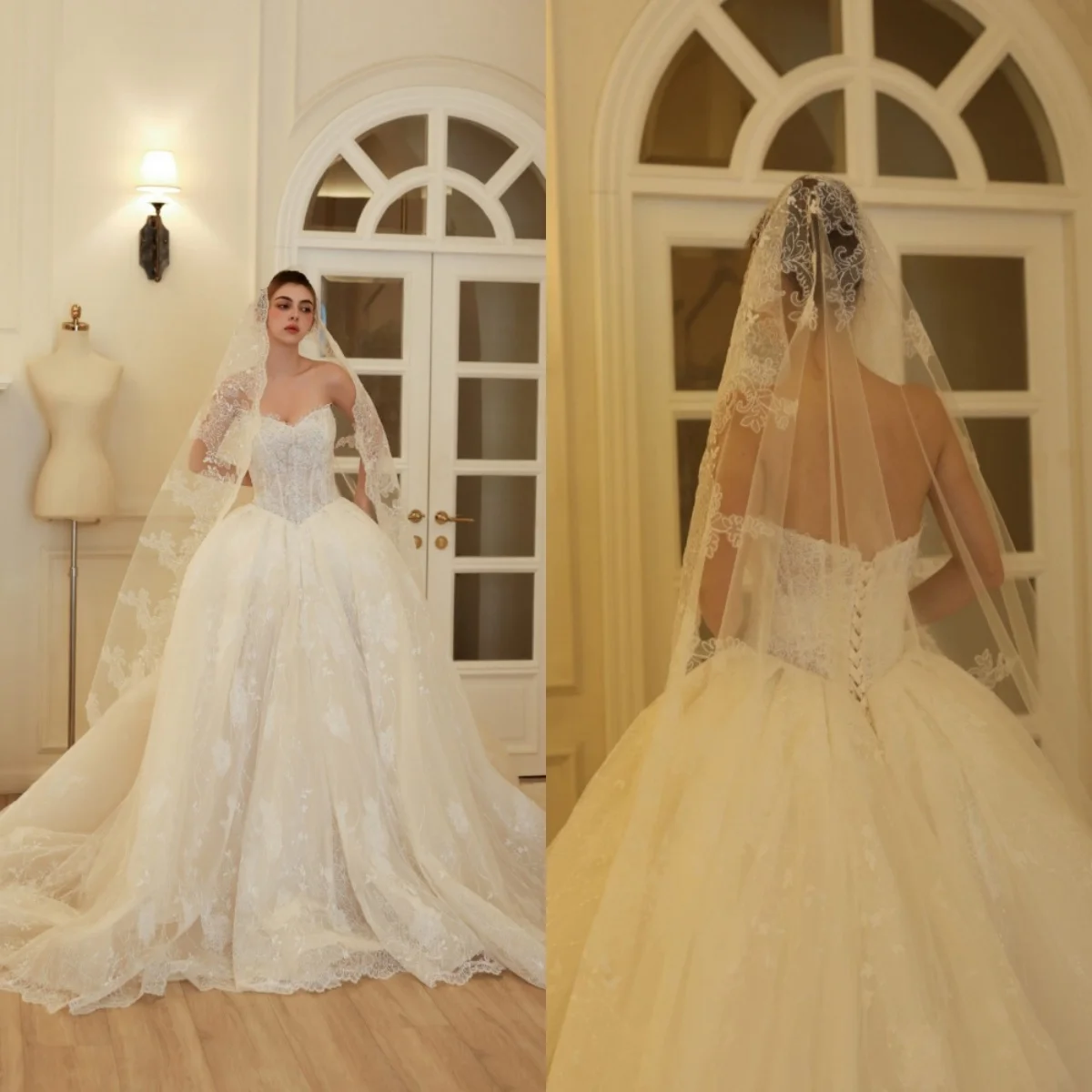 

Изысканное свадебное платье-баллон с вырезом «сердечко» 2026 года, роскошное кружевное платье с аппликациями, большие размеры, Vestido De Novia