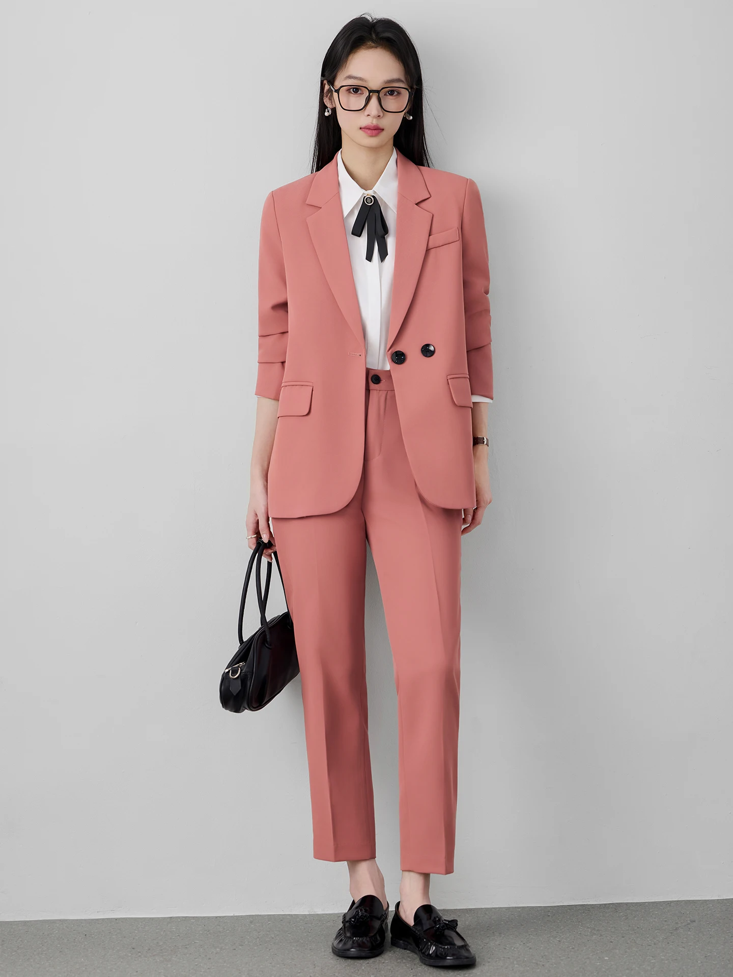 

Pink Suit Set Women's Spring Profional Commute Sle Double Button High End Managerial Workwear Slim Fit Busin Casual