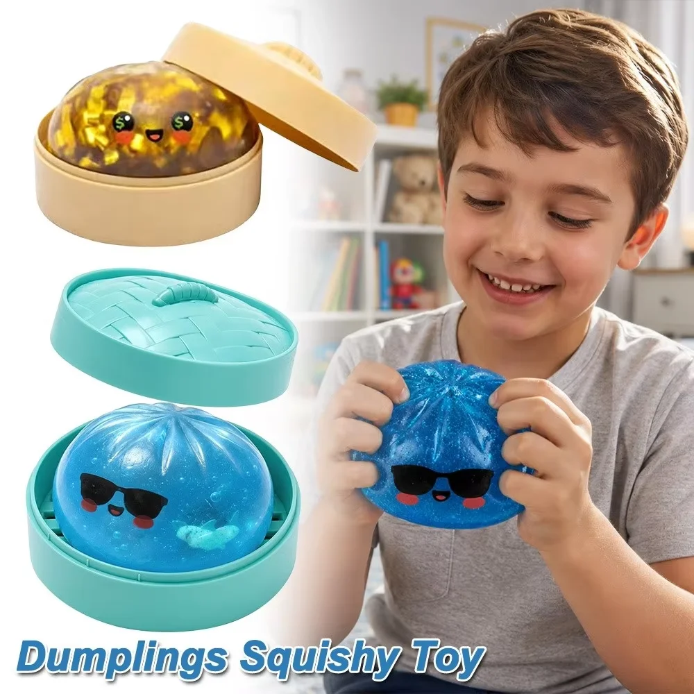 New Marine shark Glitter Dumpling Glitter Dumpling Squishy with Box Dumplings Sensory Squeeze Toy for Stress Relief Toys view 2