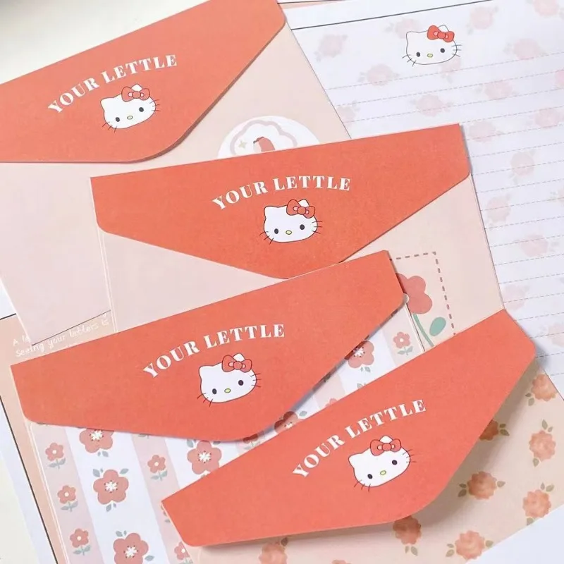 Romantic Hello Kitty Cartoon Stationery Set, 8pc/lot, Including 4 Envelopes and 4 Letter Papers, INS Love Letter Set Great Gift