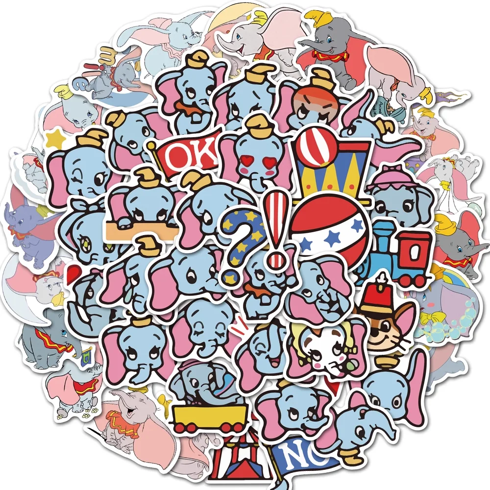 10/50PCS Disney Cartoon Dumbo Adesivi Divertenti Bambini Carino Decalcomanie Giocattolo Cassa Del Telefono Valigia Del Computer Portatile Kawaii Graffiti Adesivo Decorazione