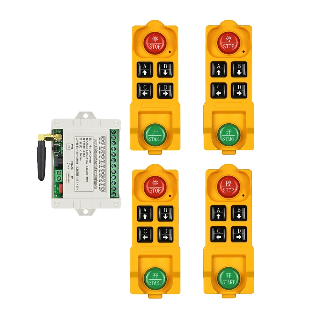 

AC85-240V 4-канальный радиочастотный беспроводной пульт дистанционного управления 420-450 МГц с частотной связью, верхний дорожный кран, промышленный приемник