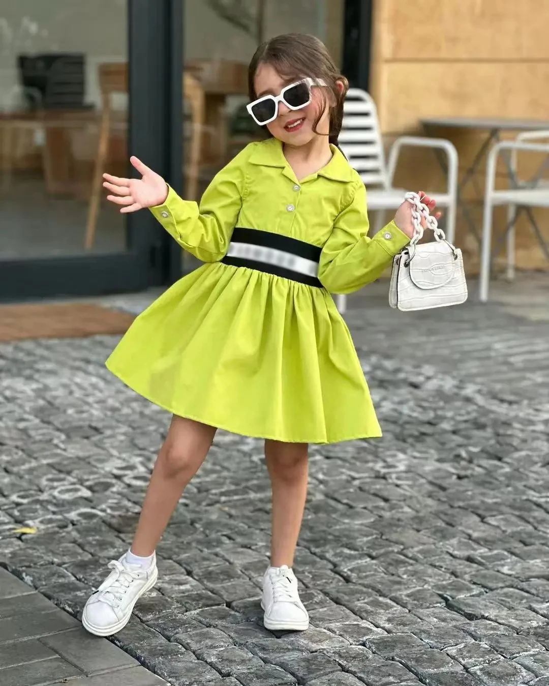 Chic Kids Girls Dress Casual Long Sleeve Dress Perfect Children Clothing For Spring/ Fall For 2 To 9 Years Old